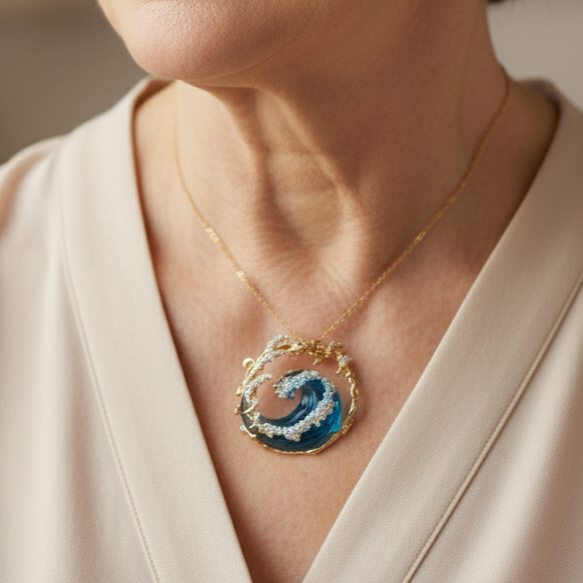 Collar de oro Juramento del Océano con pendientes de regalo – Oferta por tiempo limitado