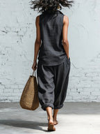 Ensemble chemise à col et pantalon large Sophia