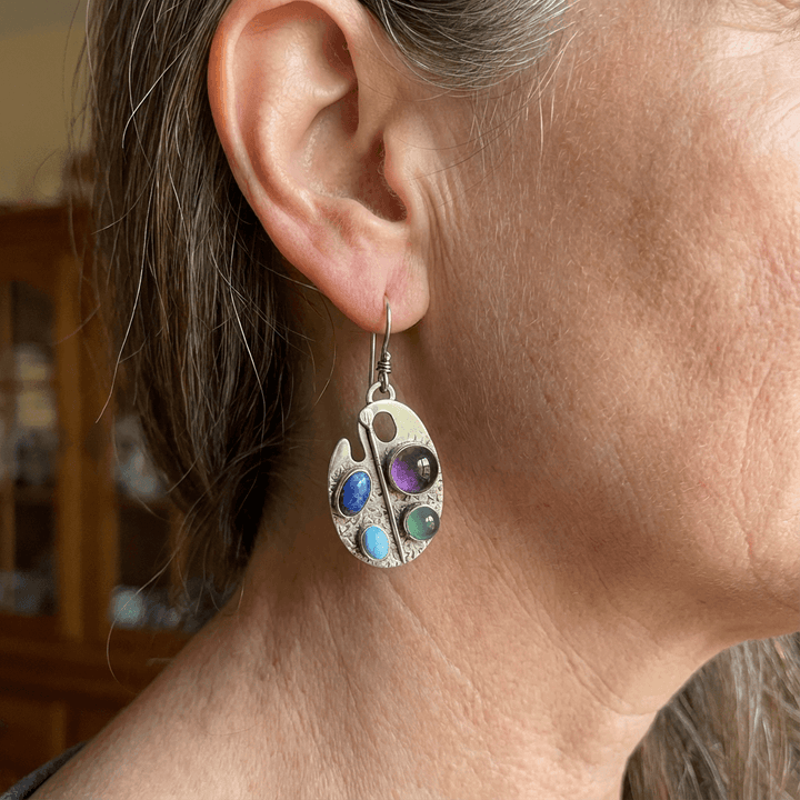 Pendientes Colgantes de Piedra Preciosa Paleta de Artista