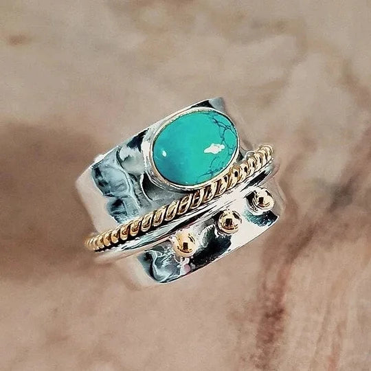 Elegant Turquoise Wide Band Ring