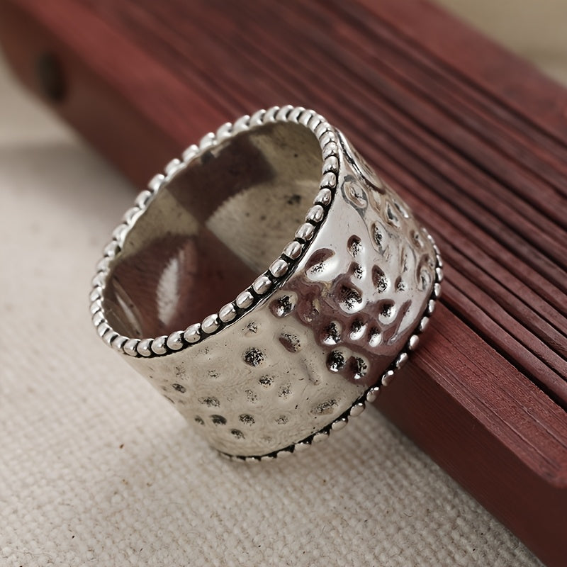Vintage Handcrafted Silver Plated Wide Band Heart Spinner Ring