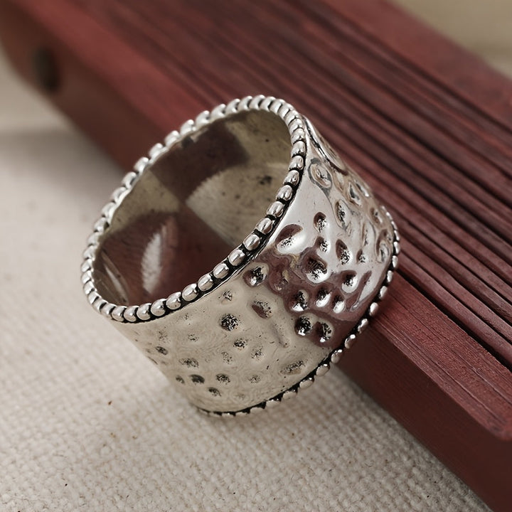 Vintage Handcrafted Silver Plated Wide Band Heart Spinner Ring