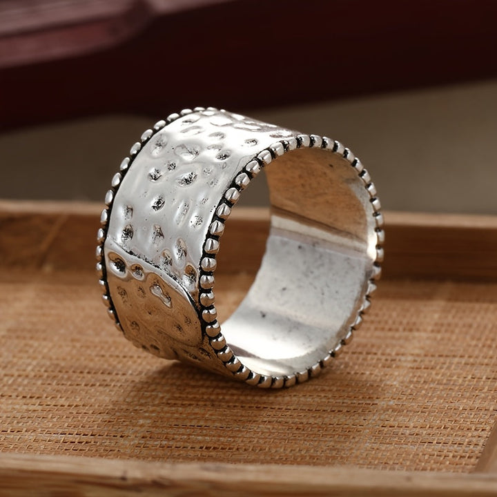 Vintage Handcrafted Silver Plated Wide Band Heart Spinner Ring