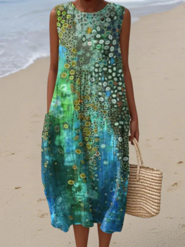 Zara Vestido midi con estampado de arrecife