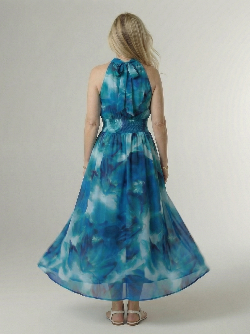 Sylin | Robe midi froncée à col licou