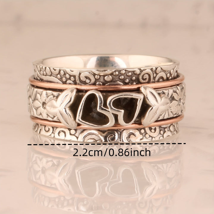 Vintage Style Butterfly Heart Silver Plated Spinner Ring