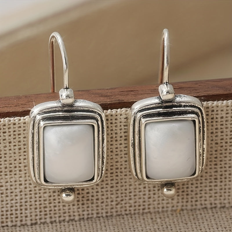 Brincos elegantes boêmios quadrados com pérolas pendentes
