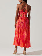 Heather | Coleção de vestidos midi plissados com estampa floral elegante e estilo litorâneo sofisticado