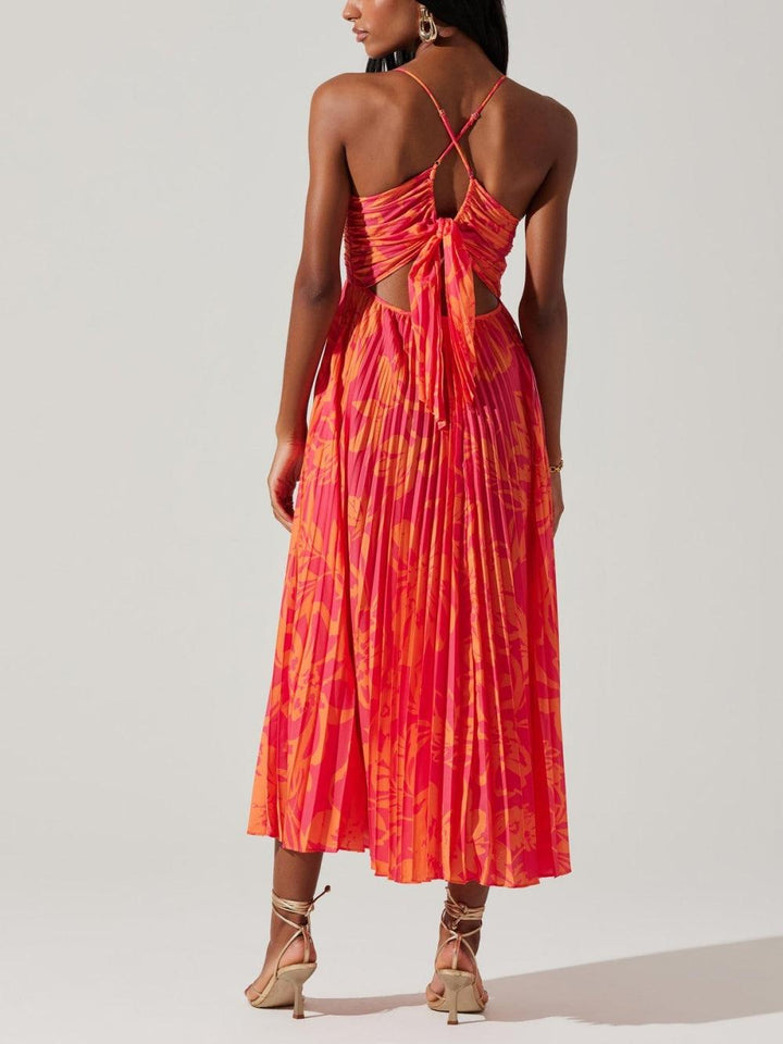 Heather | Colección de vestidos midi plisados con estampado floral elegante y estilo costero
