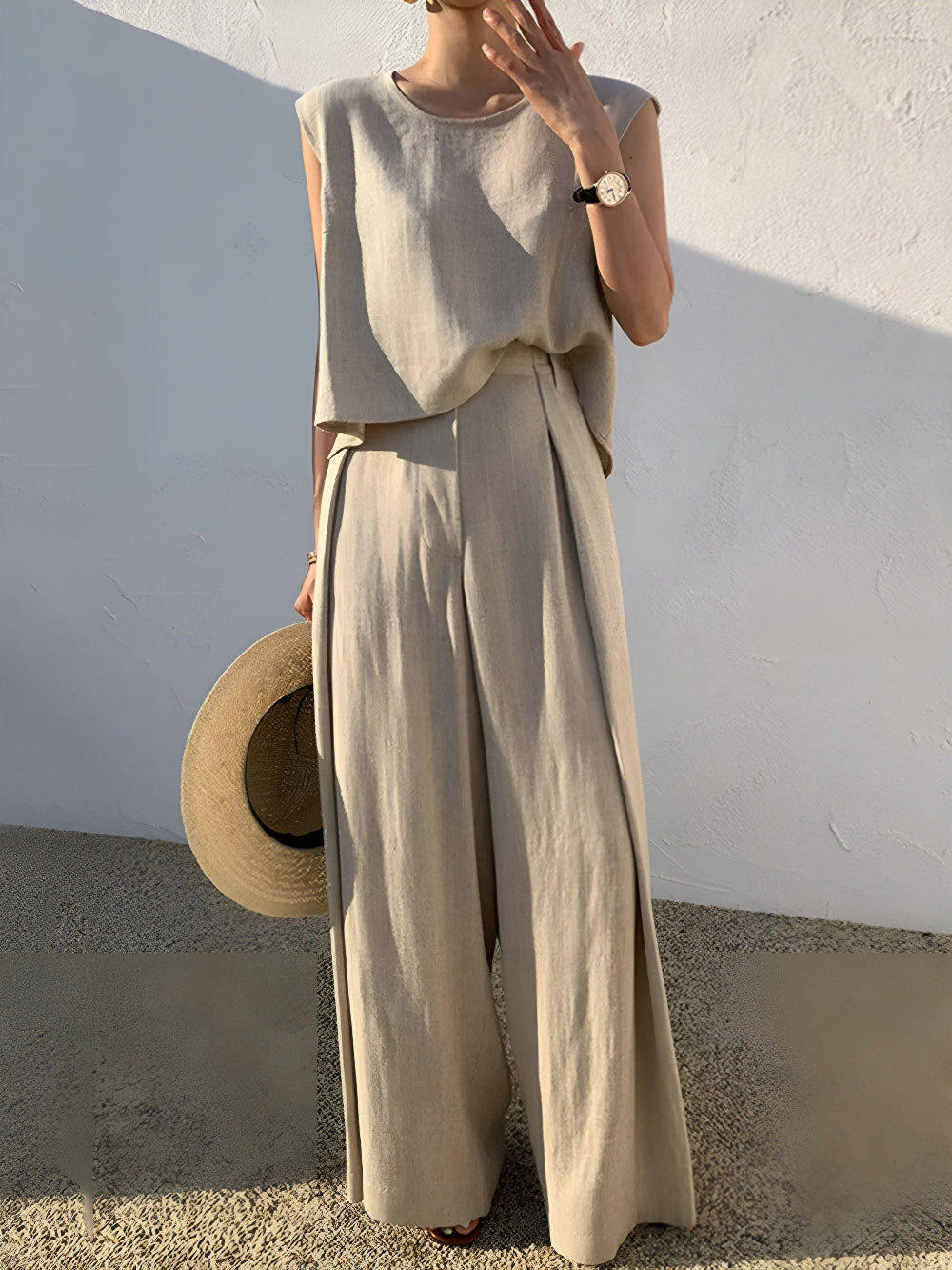 Conjunto informal de pantalón de mezcla de lino Sofia