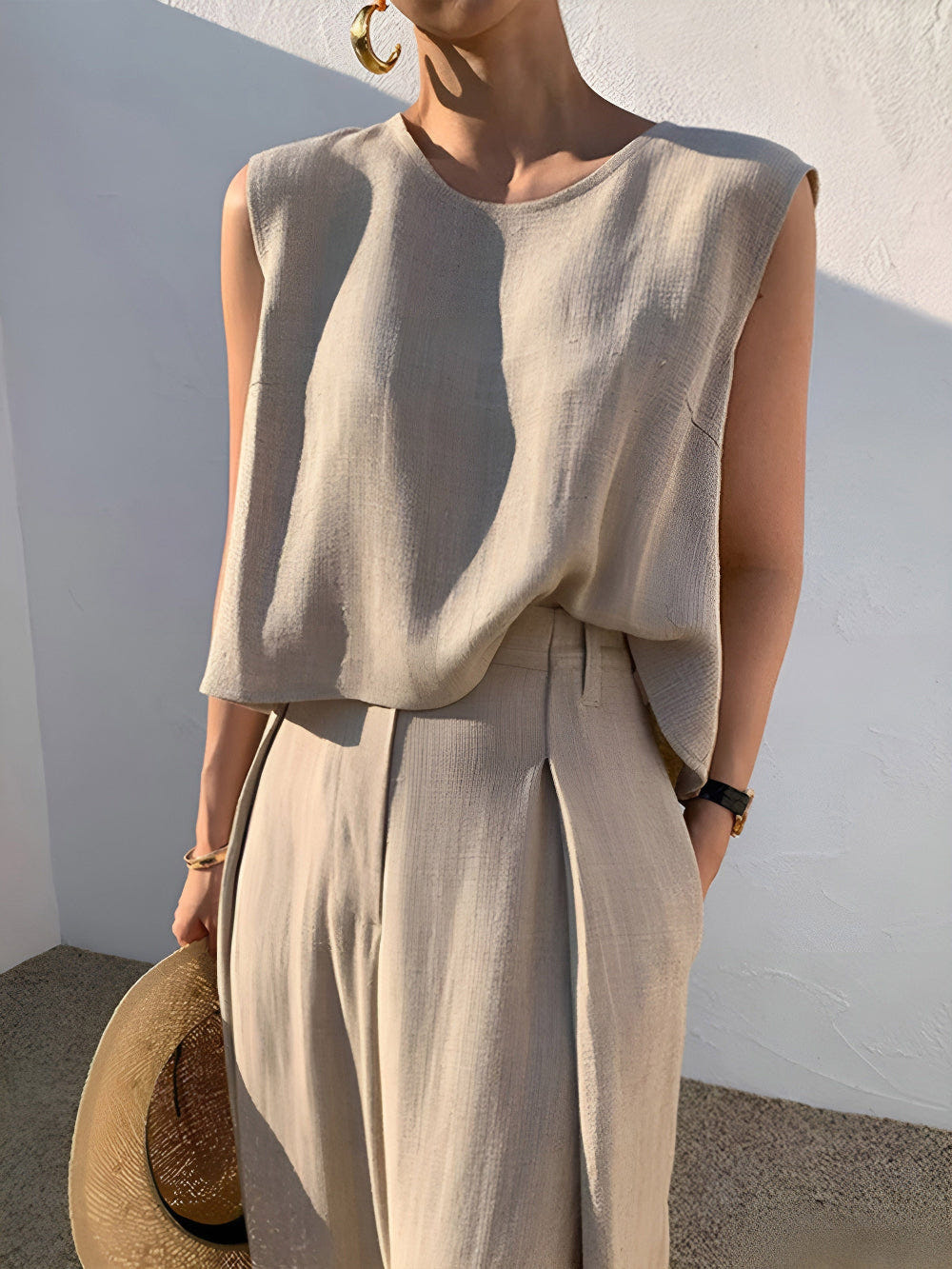 Conjunto informal de pantalón de mezcla de lino Sofia