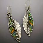 Pendientes colgantes bohemios multicolor con hojas