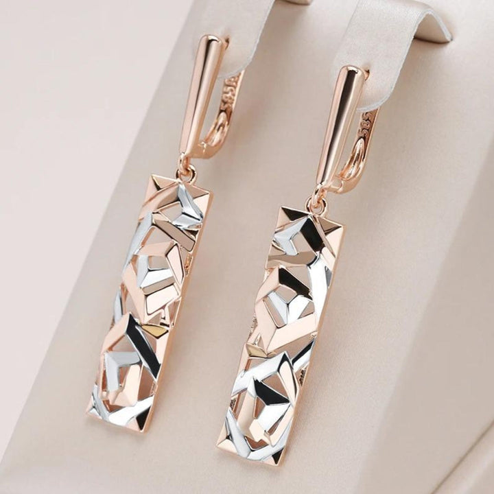 Elegantes Pendientes Rectangulares en Oro y Plata