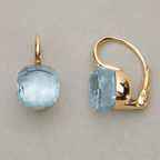 Élégantes boucles d'oreilles vintage avec zirconias bleus incrustés