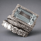 Vintage Silver Turquoise Glass Stackable Ring Set