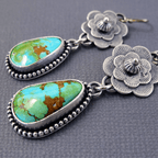 Brincos pendentes florais vintage de turquesa