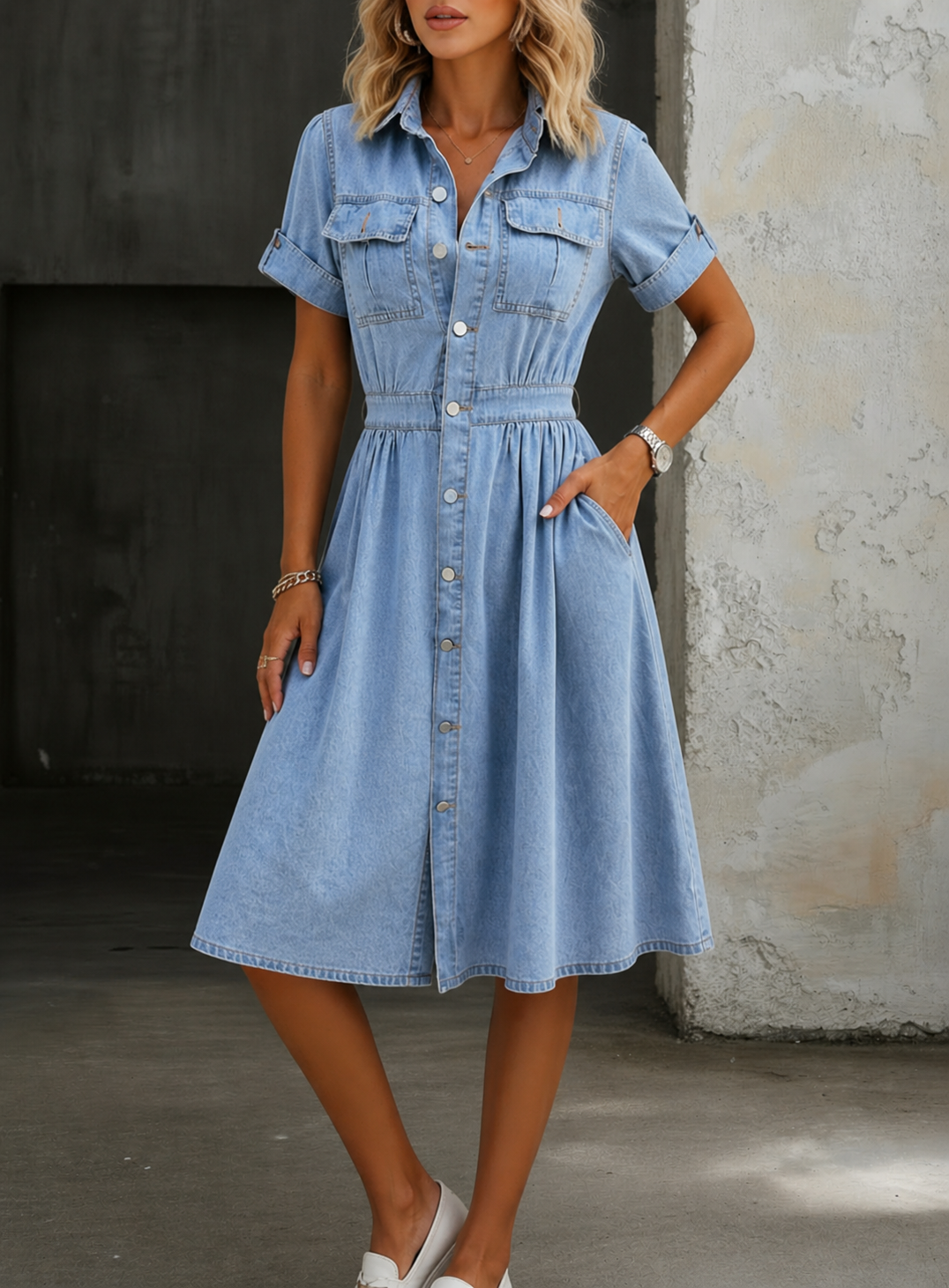 Deborah | Vestido de mezclilla de manga corta