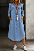 Helen | Vestido camisero vaquero largo, elegante e informal