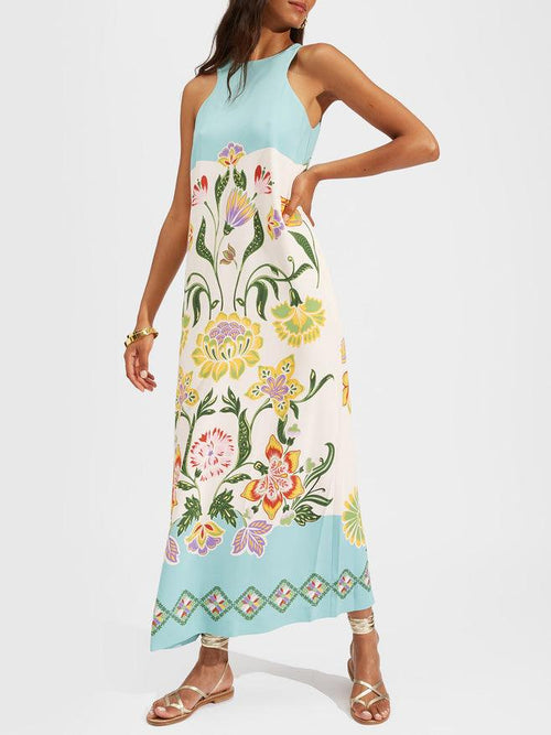 Ava | Vestido midi sin mangas con estampado floral Sunshine de resort