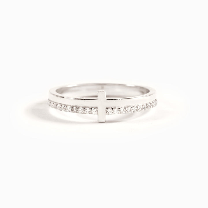 Faith-Inspired Christian Golden Cross Pavé Ring