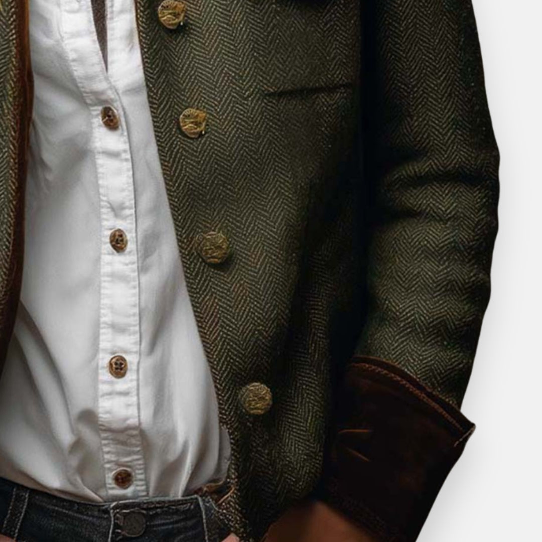Corrie - Chaqueta de tweed con detalles de terciopelo