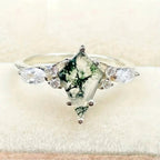 Moss Agate Crystal Silver Ring