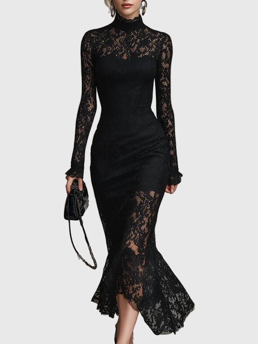Monica | Elegant Lace Fishtail Maxi Dress