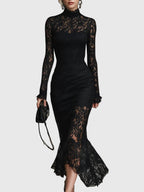 Monica | Elegant Lace Fishtail Maxi Dress