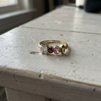 Vintage Multi Gemstone Gold Plated Floral Ring