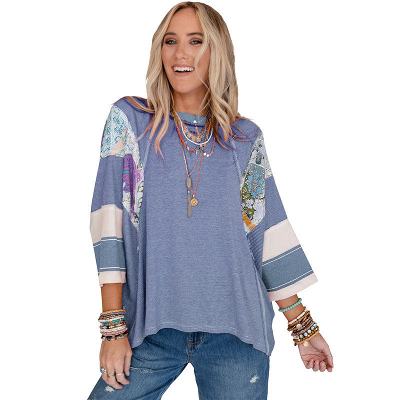 Top BAILEY™ de patchwork con mangas murciélago y tejido ligero