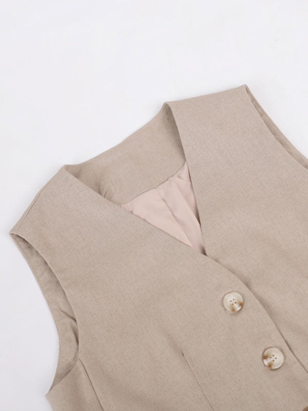 Traje de pantalón de pierna ancha plisado con escote en V Lila