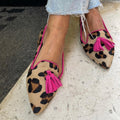 Ballerines à imprimé animal et pompons chics