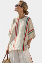 Truvane | Blusa bohemia cómoda con estampado y pantalón de corte holgado