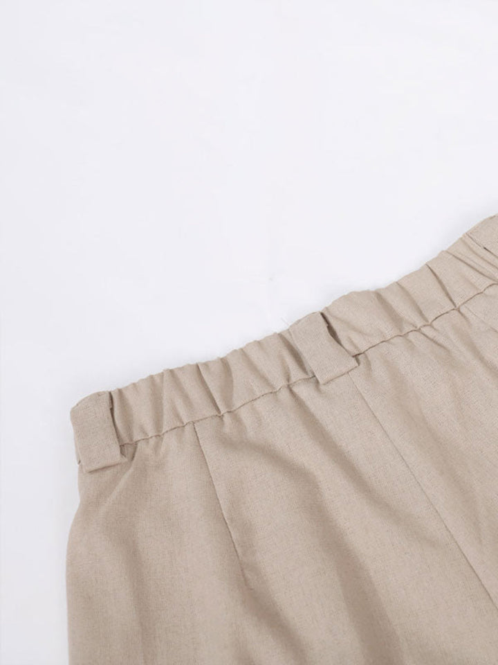 Conjunto de Pantalones Amplios Plisados con Escote en V Lila
