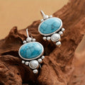 Pendientes colgantes vintage de turquesa y perla chapados en plata