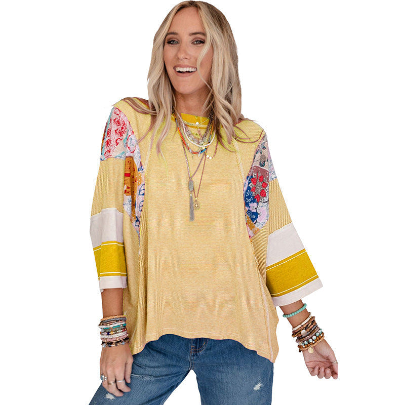 Top BAILEY™ de patchwork con mangas murciélago y tejido ligero