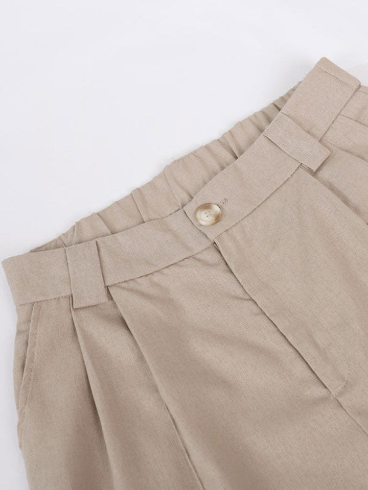 Conjunto de Pantalones Amplios Plisados con Escote en V Lila