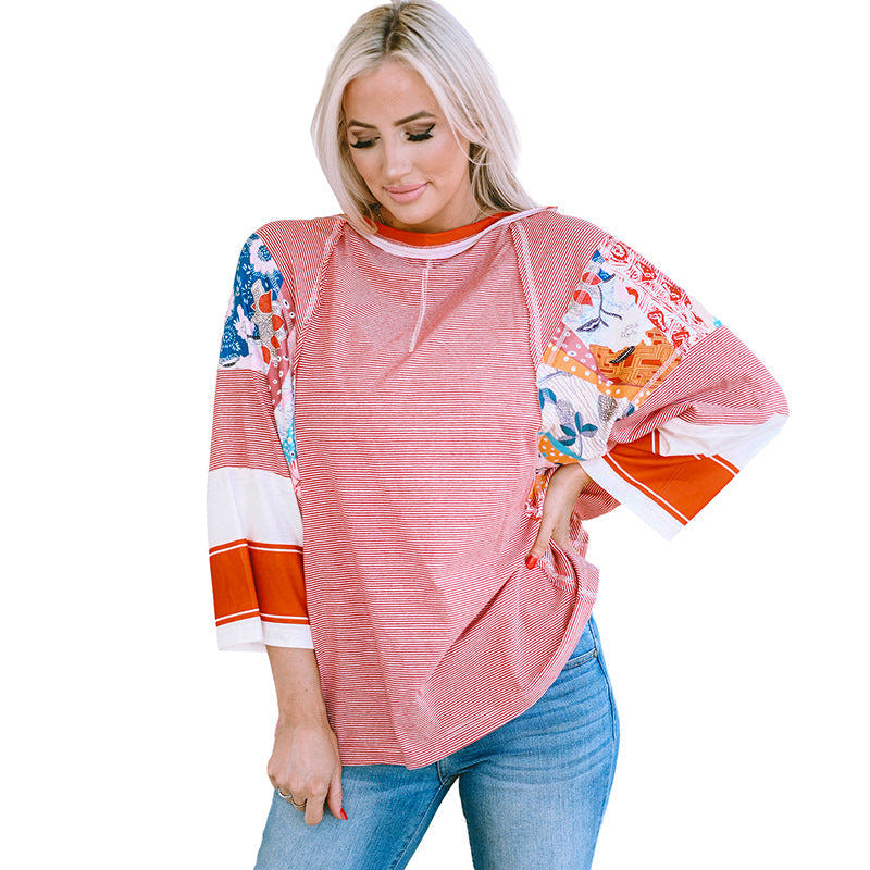 Top BAILEY™ de patchwork con mangas murciélago y tejido ligero