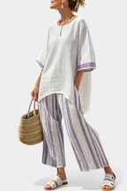 Luxmere | Blouse décontractée confortable et pantalon rayé en bambou