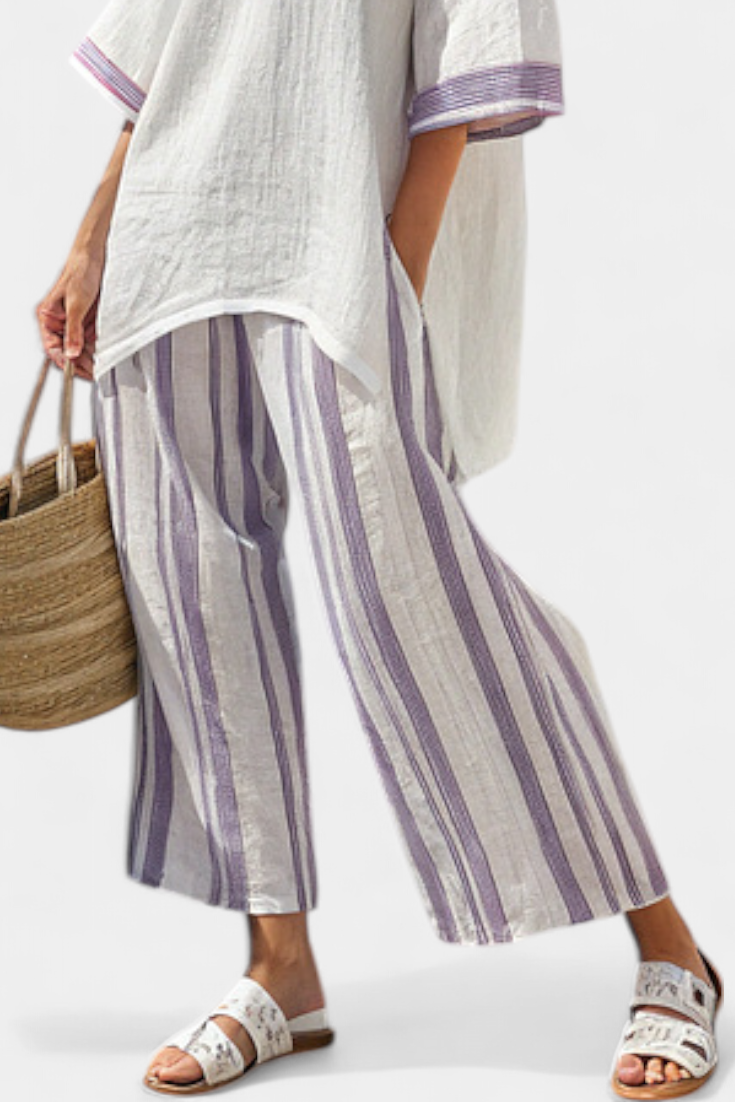 Luxmere | Blouse décontractée confortable et pantalon rayé en bambou