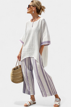 Luxmere | Blouse décontractée confortable et pantalon rayé en bambou