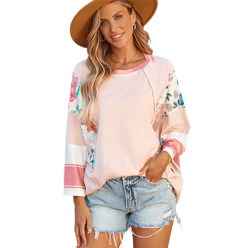 Top BAILEY™ de patchwork con mangas murciélago y tejido ligero