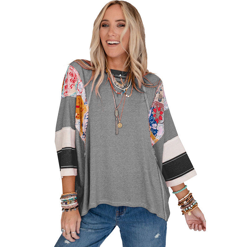 Top BAILEY™ de patchwork con mangas murciélago y tejido ligero