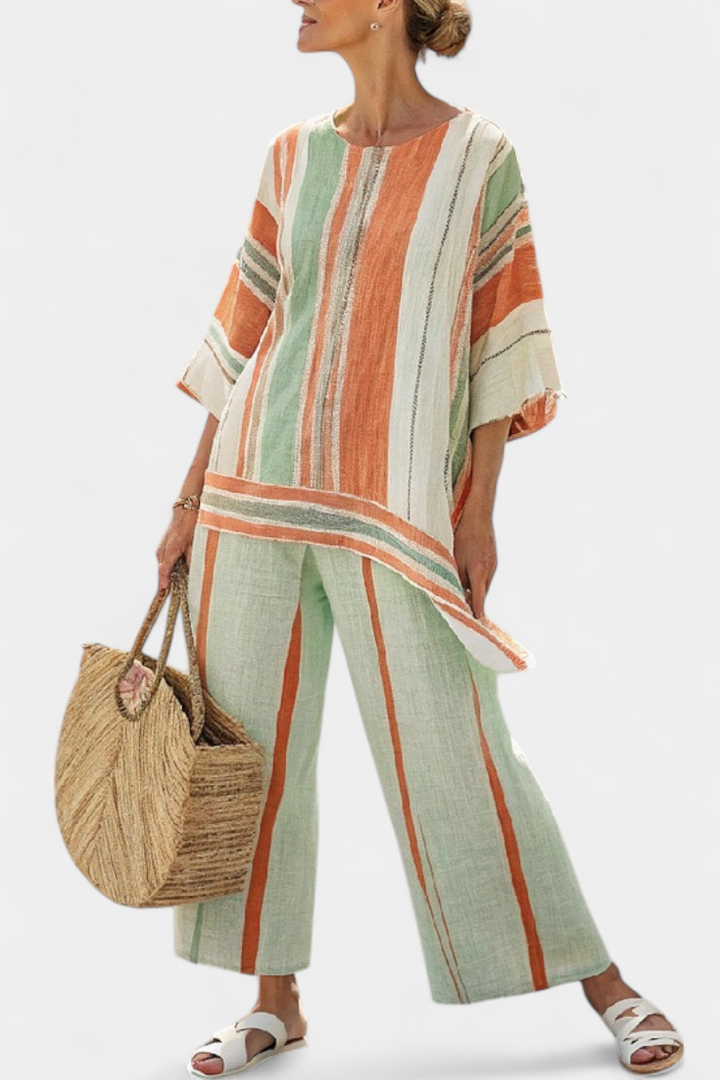 Bellmere | Top Asimétrico Elegante y Pantalones de Pierna Ancha