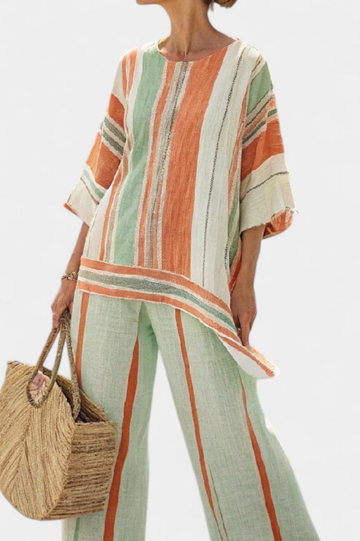 Bellmere | Top Asimétrico Elegante y Pantalones de Pierna Ancha