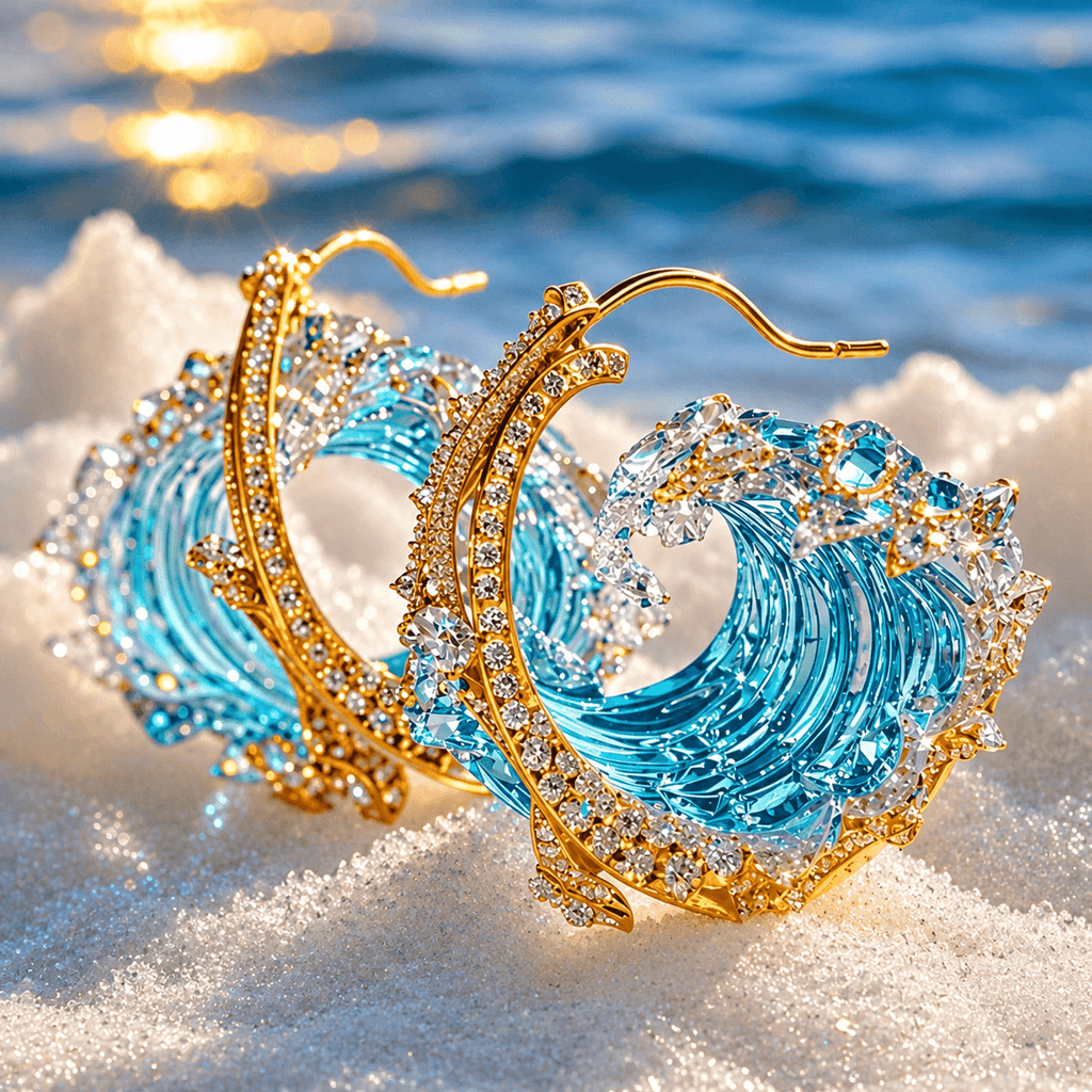 Boucles d'oreilles dorées Le Serment de l'océan