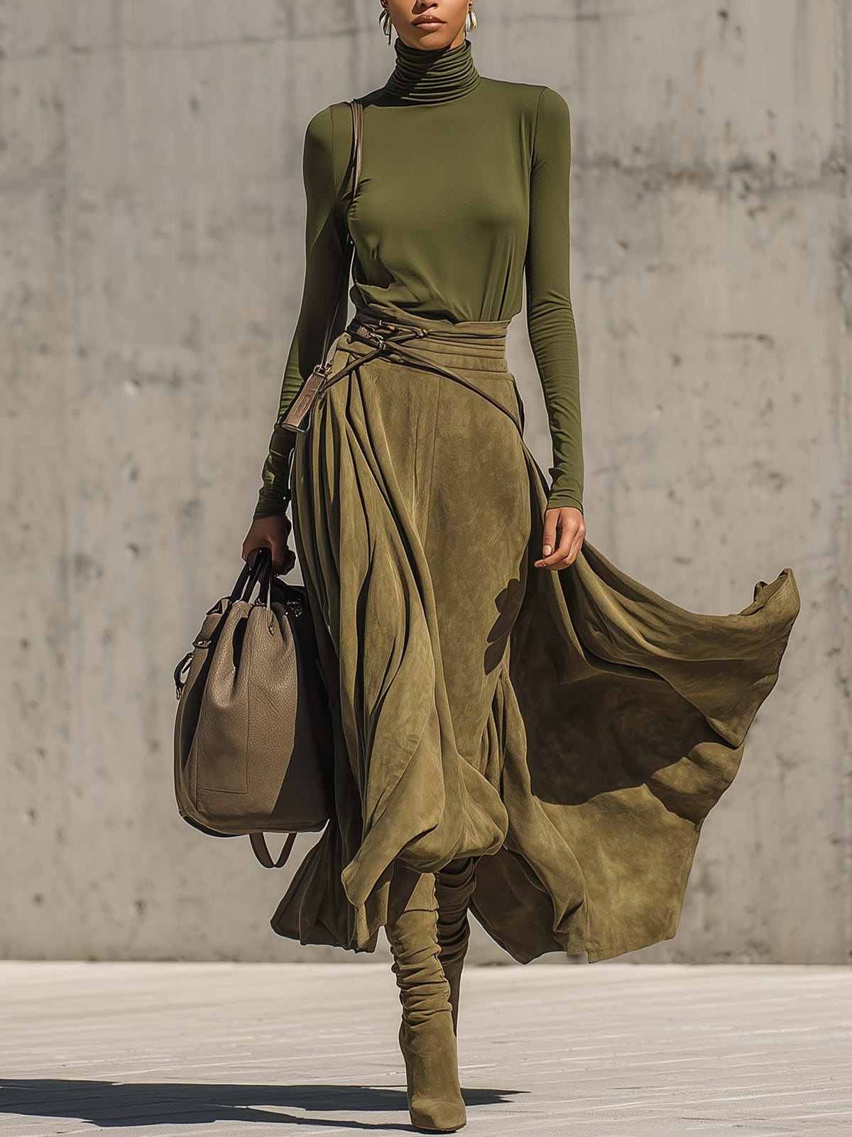 Ensemble Olivia avec haut à col roulé et jupe longue