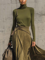 Ensemble Olivia avec haut à col roulé et jupe longue