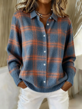 Mira – Blusa suave tipo sudadera con capucha y estampado de cuadros