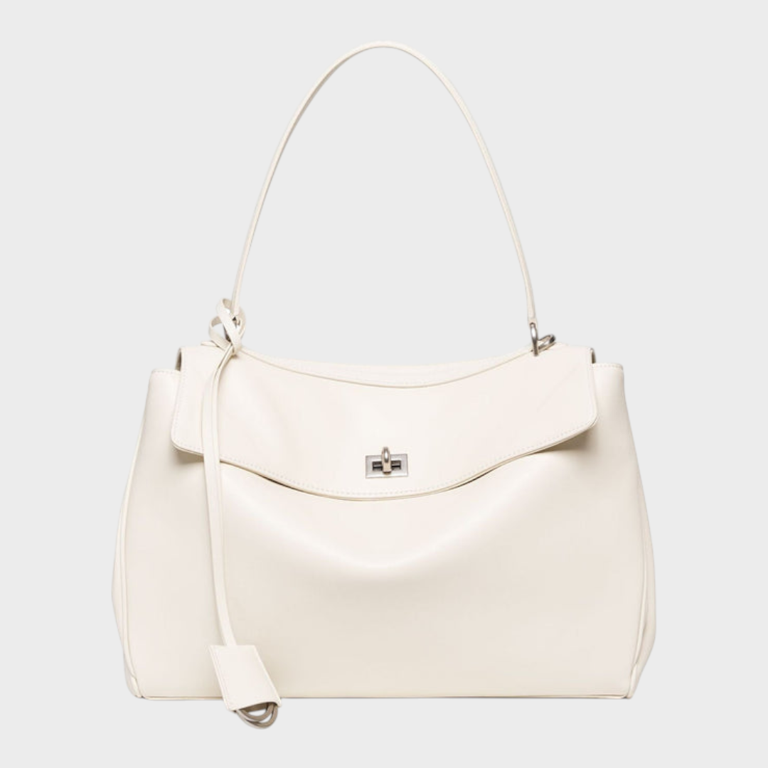 Libby | Structured Leather Handbag with Magnetic Flap Closure
